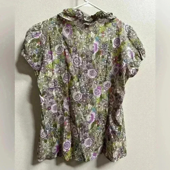 EUC | Y2K Ann Taylor LOFT Floral Print Blouse | Women’s Size M - Picture 2 of 10